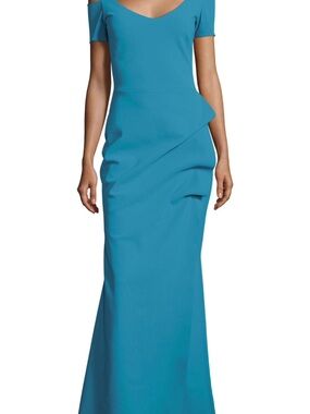 Chiara Boni Turquoise Fitted Maxi Gown